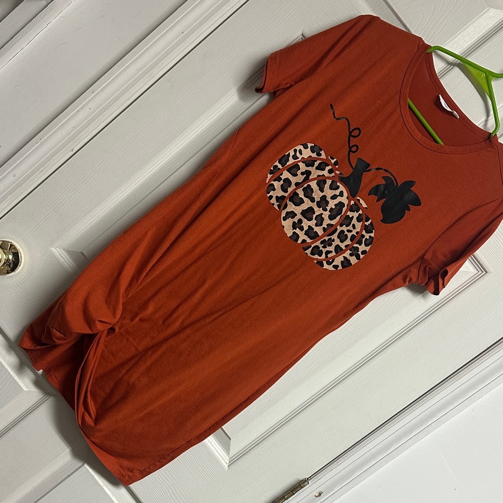 Orange Pumpkin Graphic T-Shirt Dress